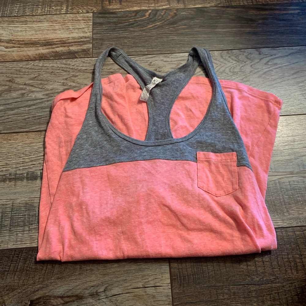 Pink and grey under armor tank top